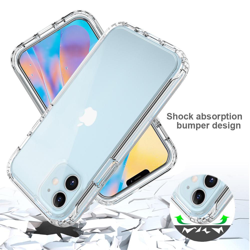 Phone Case For Iphone 14 13 12 11 Pro Max Xr Xs Max 6 7 8 Plus X 11 2 In 1 Shockproof Silicone Protection Transparent Back Cover