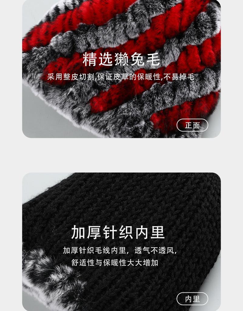 Hat Female Autumn Winter Trendy Versatile Rex Rabbit Hair Cycling Warm Ear Protection Fur Hat Scarf Set