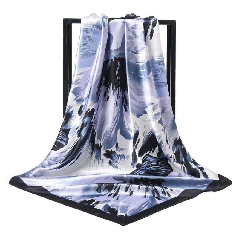 Mother's Day Romantic Flower Square Scarf Mom Silk Scarf Silk Feel Scarf Sunscreen Travel Shawl Temperament Versatile