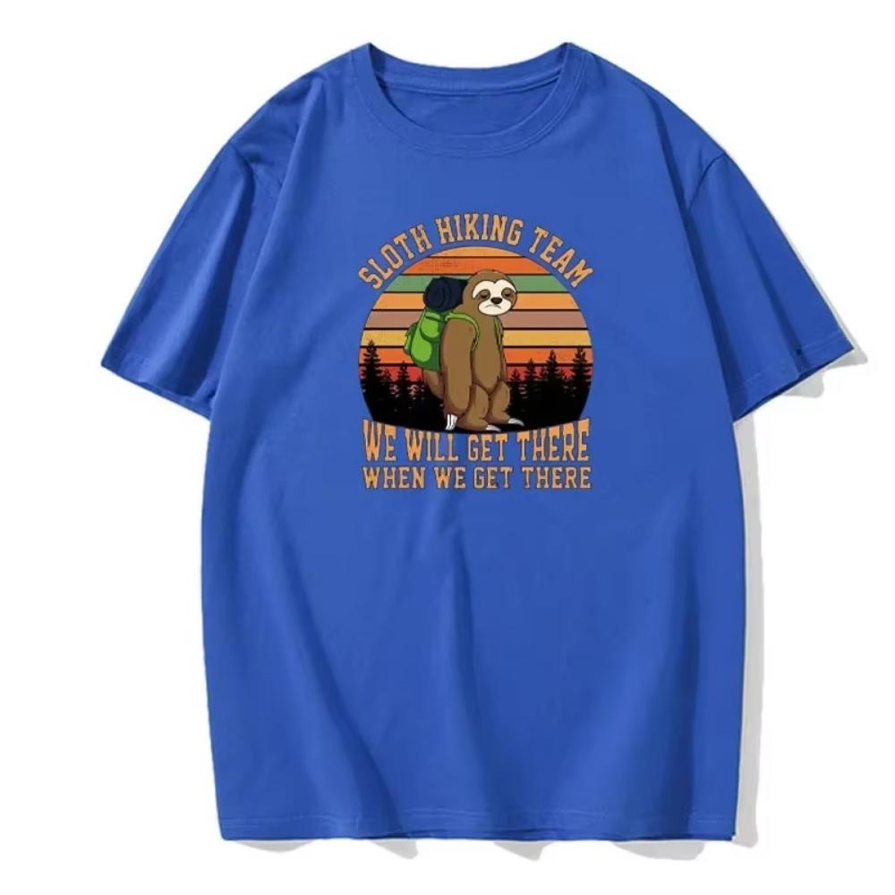 Summer Men's Fun Sloth Animal Print T-shirt Round Neck Cotton European Size Casual Fashion Versatile T-shirt Summer Men's Top