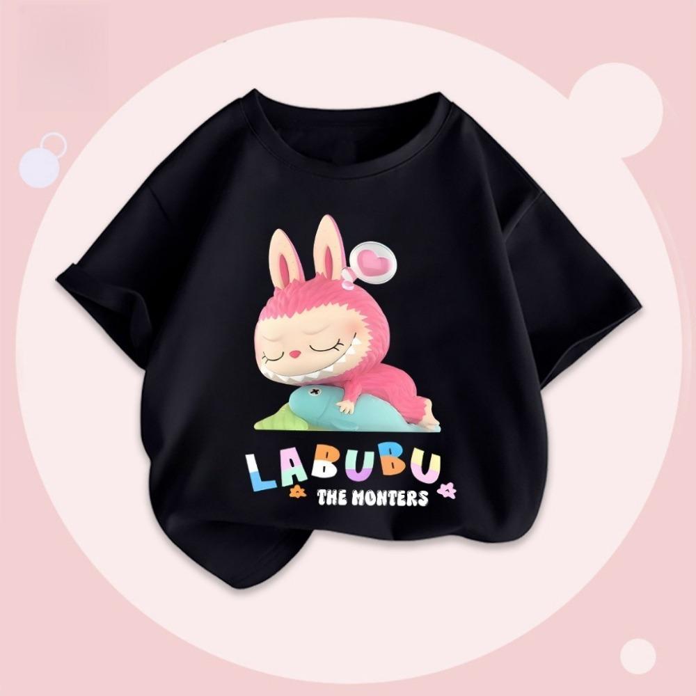 Baju TSHIRT KIDS Boys and Girls Buda T-shirt Size 2-3 To 12-13 Children's LABUBU Printed Cute Short Sleeved Top