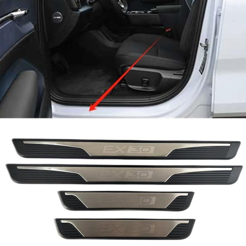 4pcs Stainless Steel Car Door Sill Pedal Scuff Plate Cover For VOLVO EX30 EV 2023 2024 2025 Interior Modified Accessories