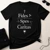 Fides Spes Caritas Faith Hope Love Latin T Shirt Christian Religious Minimalist Symbol Vintage Versatile