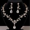 Rhinestone Water Drop Bridal Jewelry Sets Shiny Choker Necklace Earring Set  Banquet
