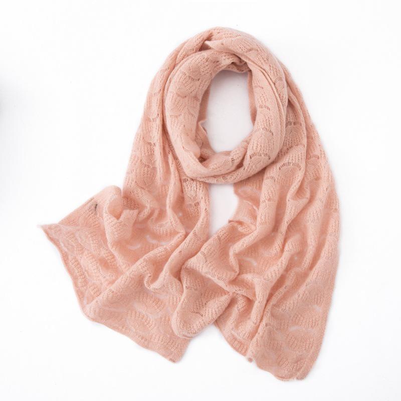 Women's Cashmere Hollow Crochet Knit Scarf - Warm & Versatile for Autumn/Winter