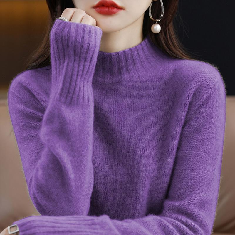 Women's Cashmere Sweater Qinghe Cashmere 30% Cashmere 70% Wool Women's Autumn and Winter Cashmere Pullover Soft and Warm