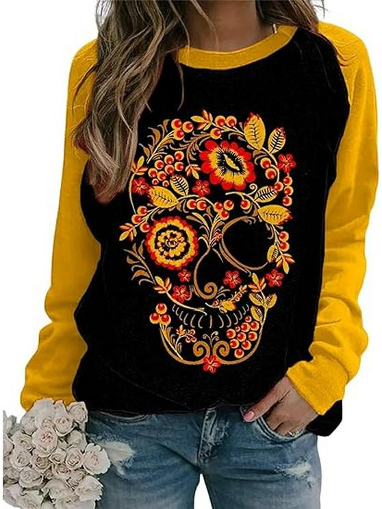 Ethnic-Style Japanese Mallow Wave Print Sweatshirt with Round Collar - 2024 Autumn/Winter Collection