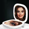 Double-sided light 1/5 times magnification LED cosmetic mirror square folding light and portable light LED cosmetic mirror