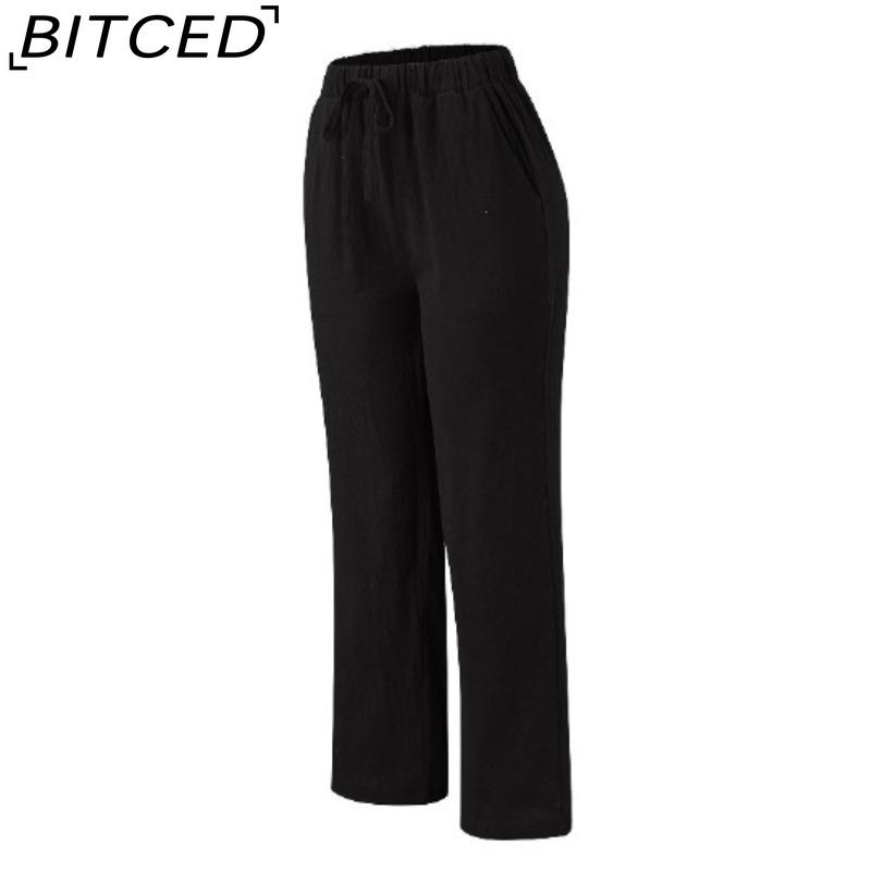 BITCED Women's Fashion Casual Solid Color Print Pants & Capris