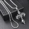 Men's Titaniums Steel Necklace Retro Flame Crucifix Charm Pendant Clavicle Chain Handmade Music Festival Jewelry