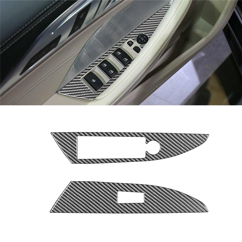 ABLZ-For BMW 8 Series G14 G15 G16 - LHD Carbon Fiber Trim Sticker For Car Window Lift Switch Panel Cover Accessories