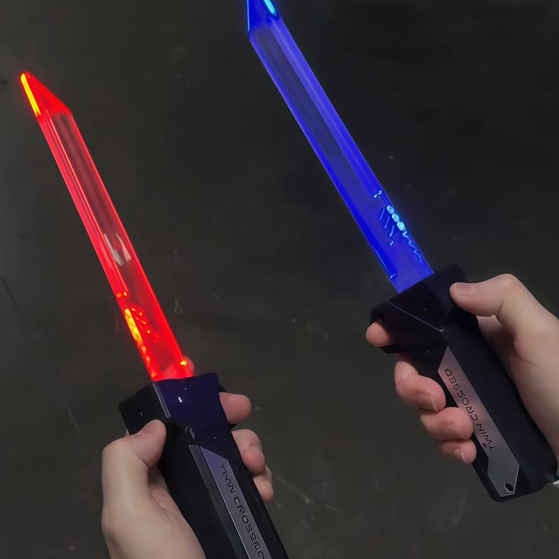 Non-Toxic Double-Bladed Lightsaber Extendable Light-Up Sword Toy Led Flashing Stress Relief Toy For Children Kids Interactive Cosplay Birthday