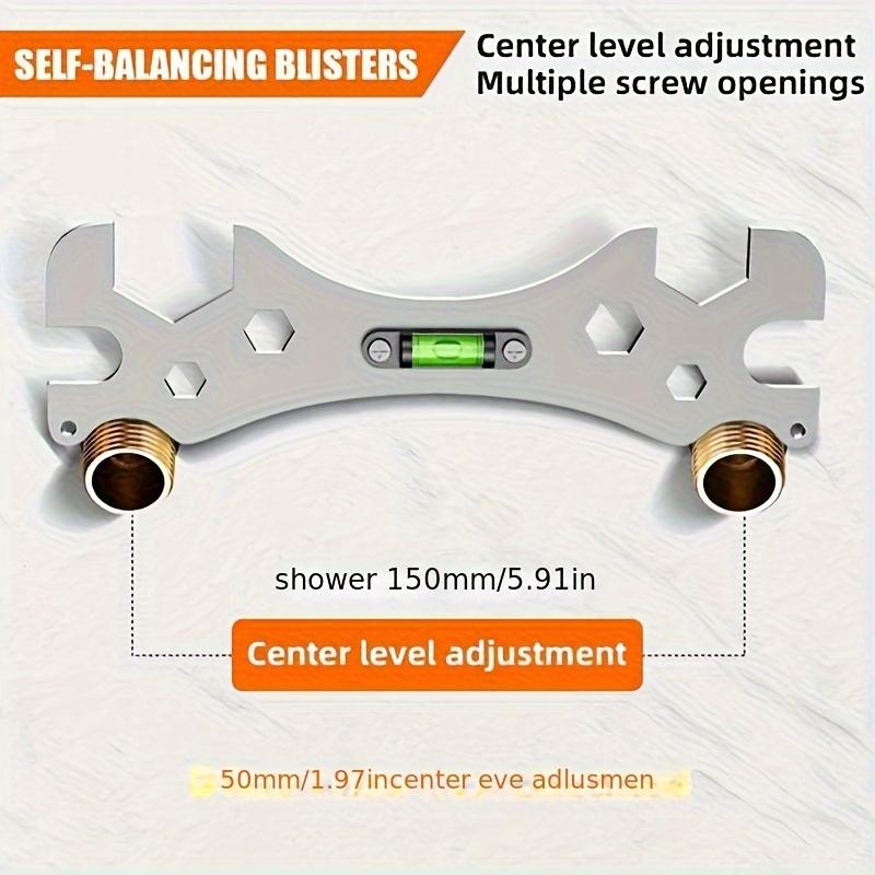 1pc Home Bathroom Wrench, Universal Bathroom Wrench, Thickened Stainless Steel Rust-proof Material Hexagonal Level, Curved Foot Level Ruler