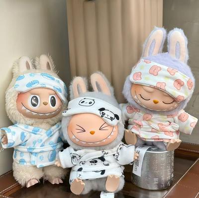 Pour Vêtements de Poupée Labubu 17cm Vêtements de Mode Pyjamas Vêtements de Poupée Assortiment de Couleurs Masque pour les Yeux Accessoires de Poupées Décoration Mignonne Petits Vêtements