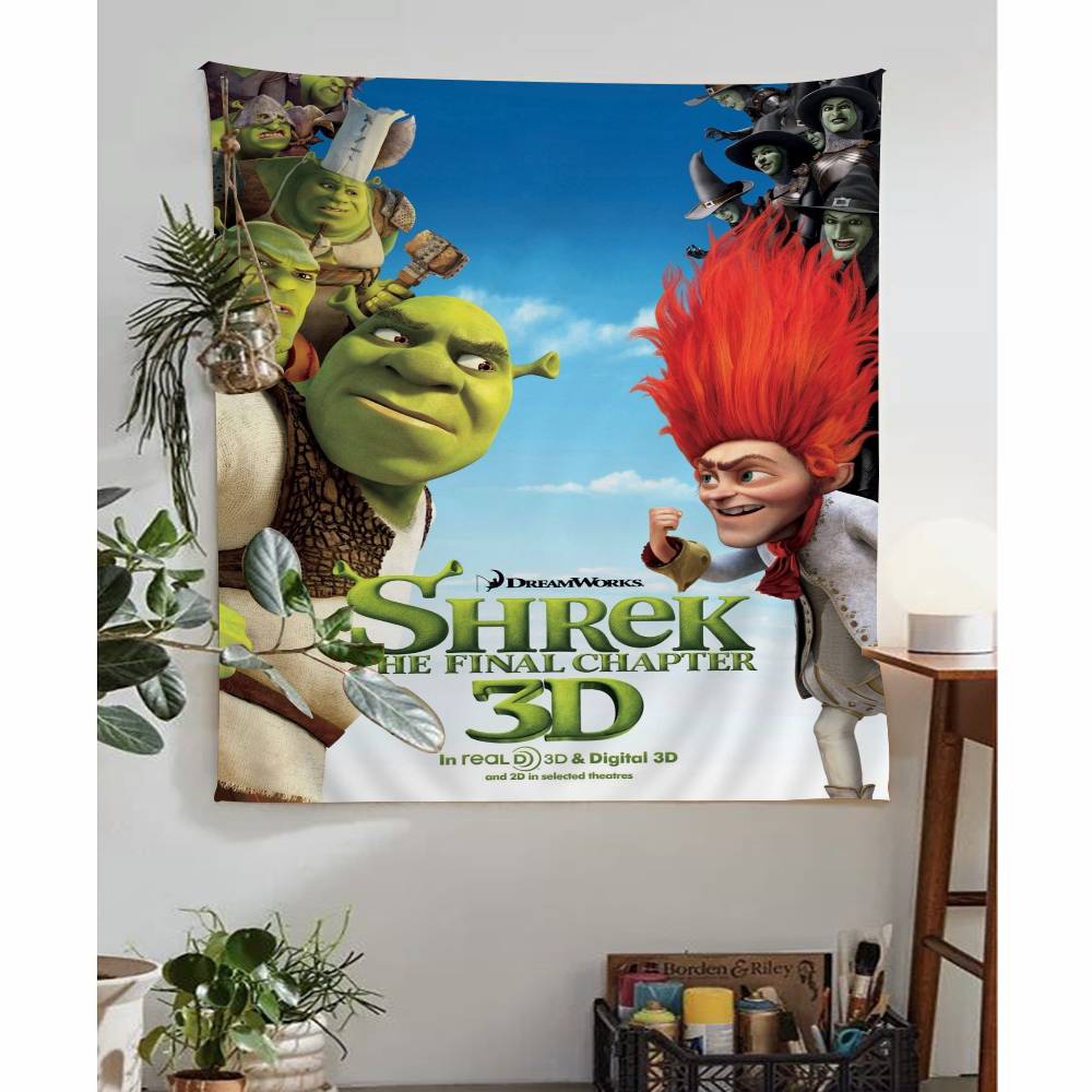 Cartoon Shrek Tapestry Art Printing Japanese Wall Tapestry Anime Wall Hanging Home Decor