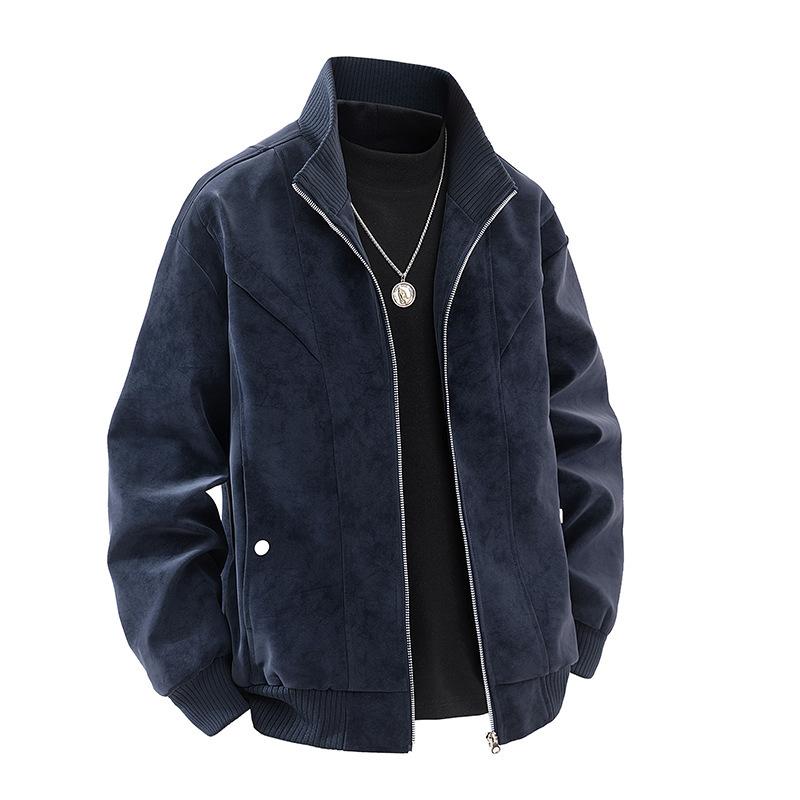 New Autumn Large Size Jacket Men's Lapel Leather Jacket Men's Corduroy Loose Harbor