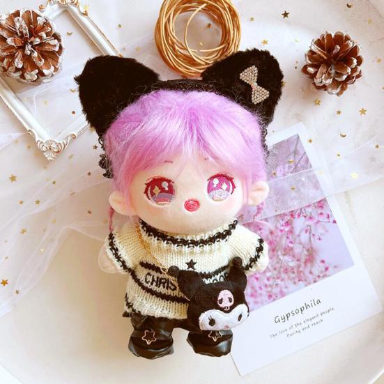 

20см Кукла Одежда Печатный узор Одевалка Мини-наряд Мягкий свитер Хлопок Фаршированный идол Куклы Одежда Аксессуары Для девочек Игрушка Подарок серый