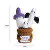 Halloween Knitted Wool Ornaments with Card Crochet Potted Card Doll Handwoven Dolls Figurines for Desktop Home Decoration