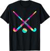 Field Hockey Stick and Ball with Trendy Tie Dye Print TShirt Print On Demand Graphic T Shirts Mens Clothing Camisas