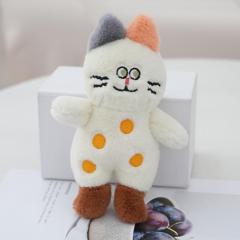 

Adorable Polka Dot Kitty Plush Toy Cute Cat Keychain For Backpack And Keys