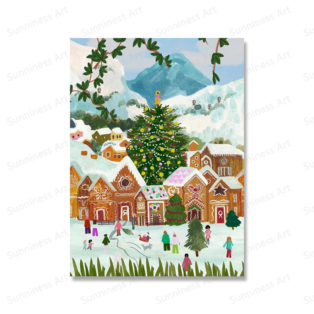 Obraz ścienny na płótnie z motywem choinki Plakaty i wydruki skandynawskie Zima w Nowym Jorku Zdjęcia z podróży do salonu Wystrój domu