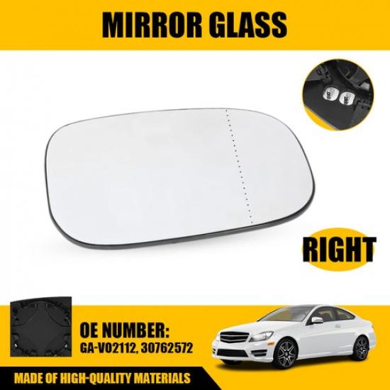 Passenger Side Heated Mirror Glass W/ Backing Plate for Volvo C30 2.5l 2012-2013