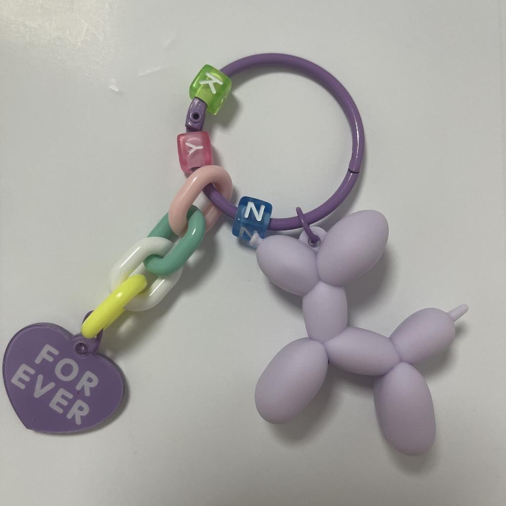 Balloon Dog Car Key Chain Pendant Internet Celebrity Love Accessories Bag Hanging Decoration Girl's Small Gift