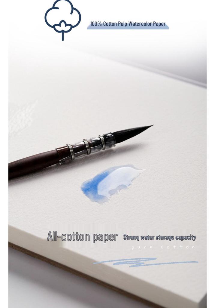 Leighton Portable Watercolor Sketchbook - Hand-painted, All Cotton, 32k-4k Sizes, 300g, Fine to Coarse Textures.