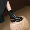 Qirui shoes Thick-soled Chelsea boots, leather inside and outside, simple and elegant