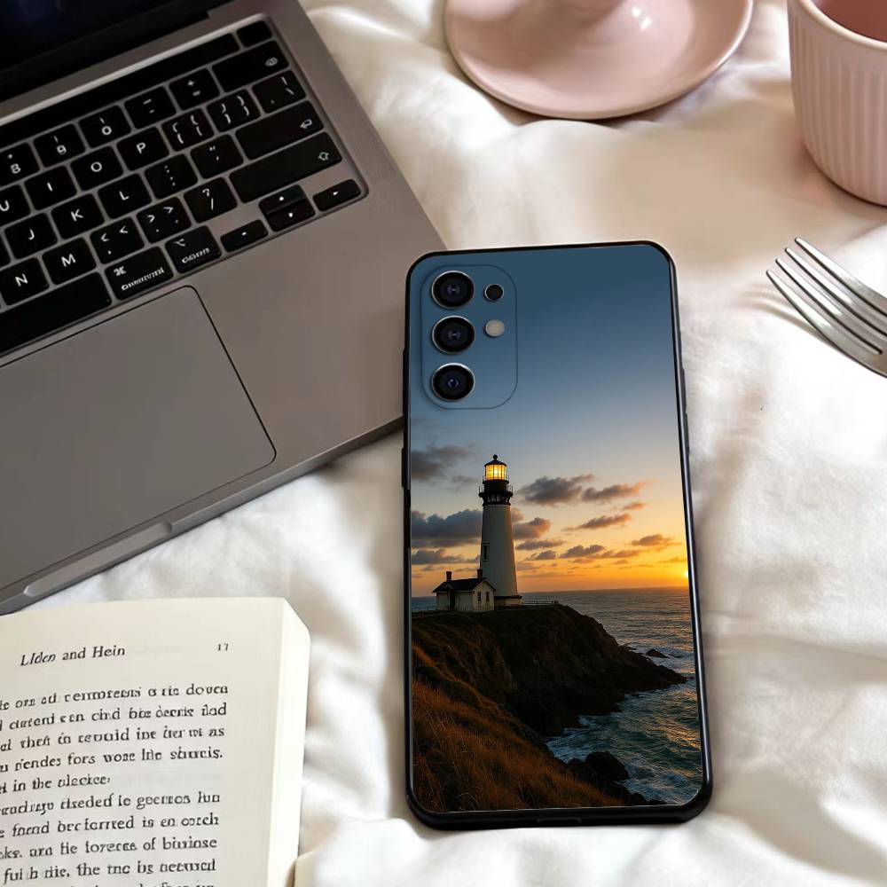 Lighthouse  Phone Case For Samsung S25,24,23,22,30,21,10,9,Ultra,Plus,Lite,FE,4,5 G Soft Black Case