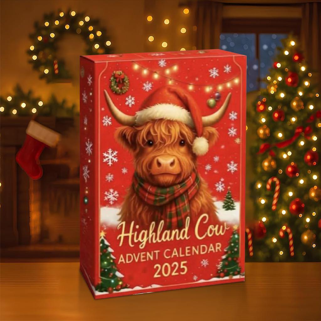 Highland Cow Advent Calendar 2025 with 24 Highland Cow Figurines Christmas Countdown Advent Calendar Calf Lovers Gifts 24 Days