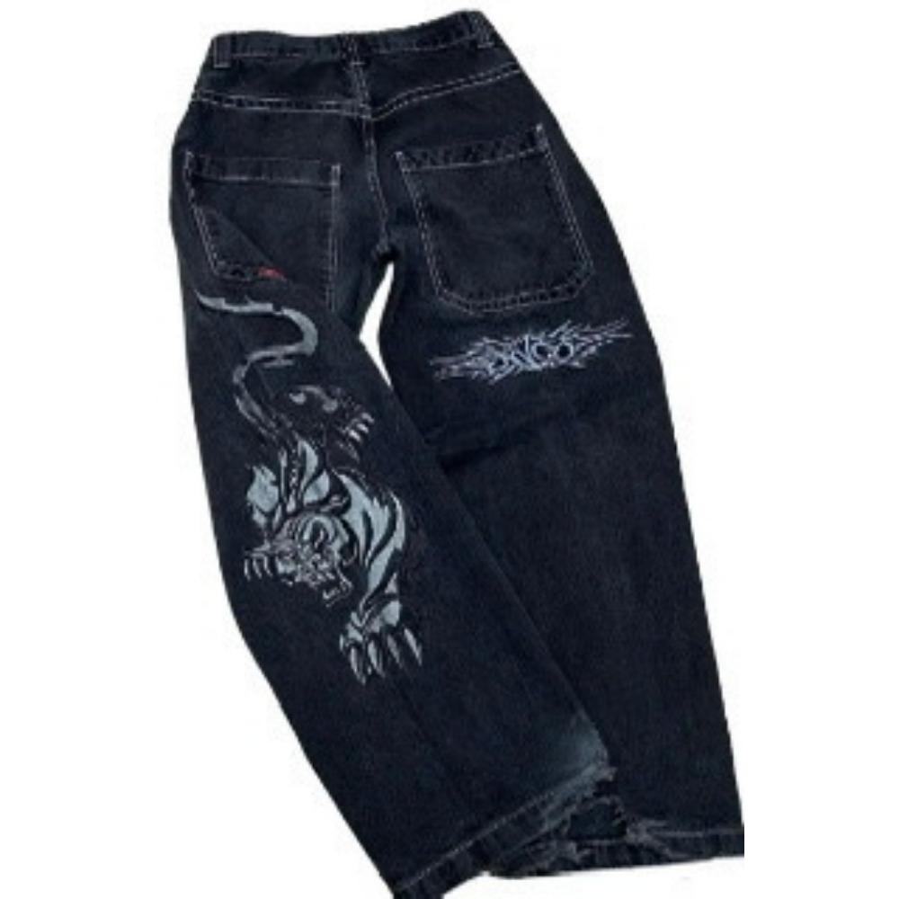 

ZYLLO Oversized Loose Hip-hop Embroidered Pattern Harajuku Jeans American Fashion Trend Y2K Loose Jeans Men Wide Pants Streetwear XXL