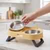 Double Bowl Elevated Cat Bowl Stainless Steel Cat Feeding Dish Dog Food Container  For Small Dogs