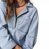 Damenblusen Herbst Winter Neueste Revers Mode Lässig Schlankmachend Denim Langarmhemd Jeansjacke Strickjacke Offen