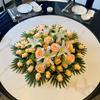 Luxury Round Table Flower Arrangement - Artificial Floral Centerpiece for Dining Tables with Electric Turntable