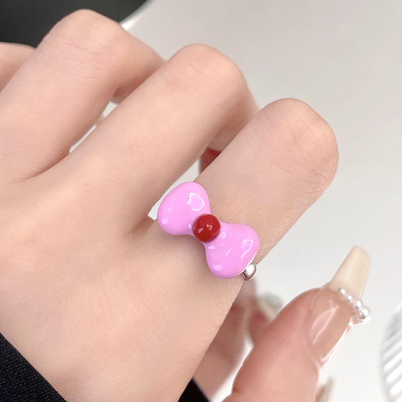 Enamel Oil Drop Flower Bow Personalized Snake Open Ring Cold Wind Niche Design Ring Woman
