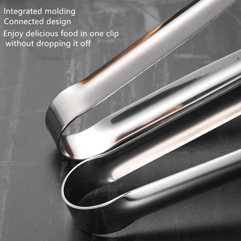 Stainless Steel Grill Tongs Food Clip Steak Clip Bread Tong Cooking Utensils Party Non-Slip Kitchen Gadgets Accessories