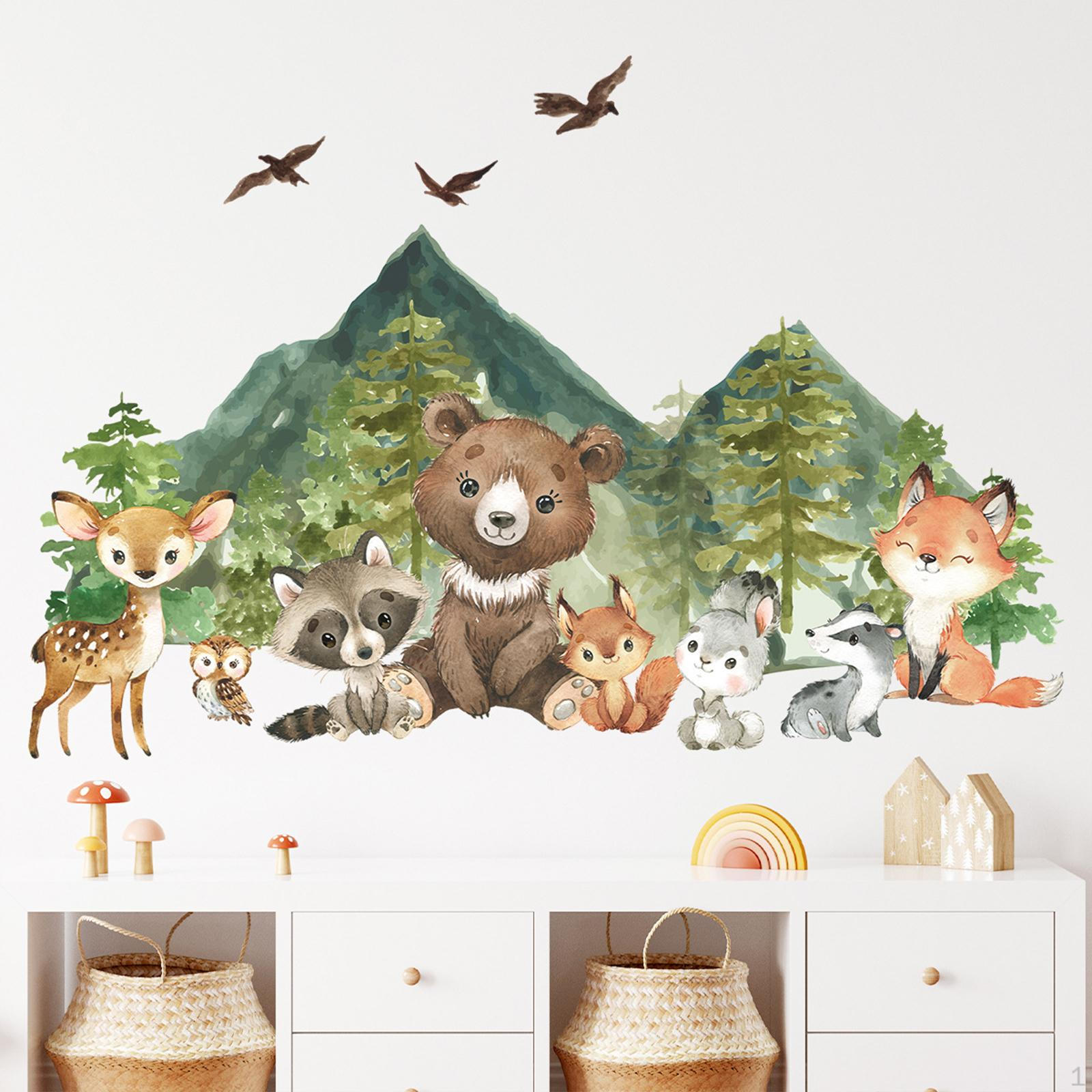 

Cartoon Animals Wall Sticker Art Cute Backdrop 11.81inchx35.43inch Murals Background for Sofa
