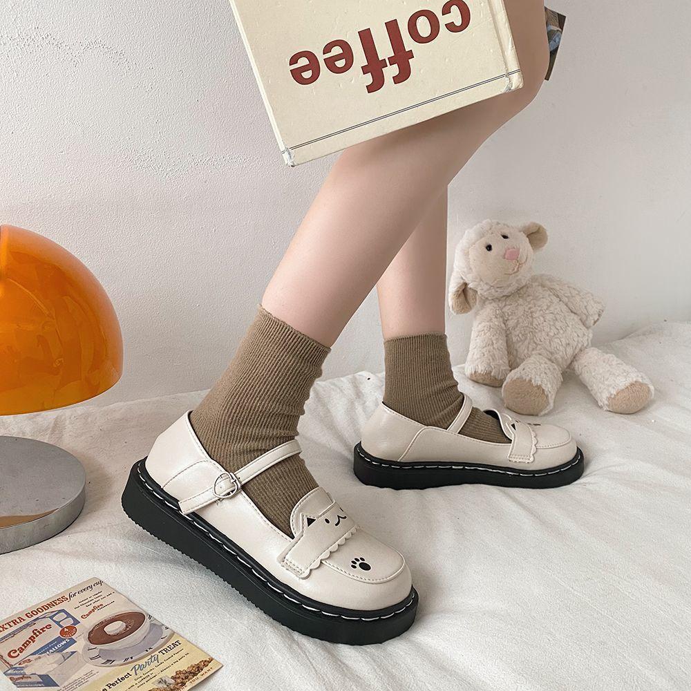 Flat soft girl versatile student jk uniform Mary Jane cute kitten Japanese lolita big head small leather shoes