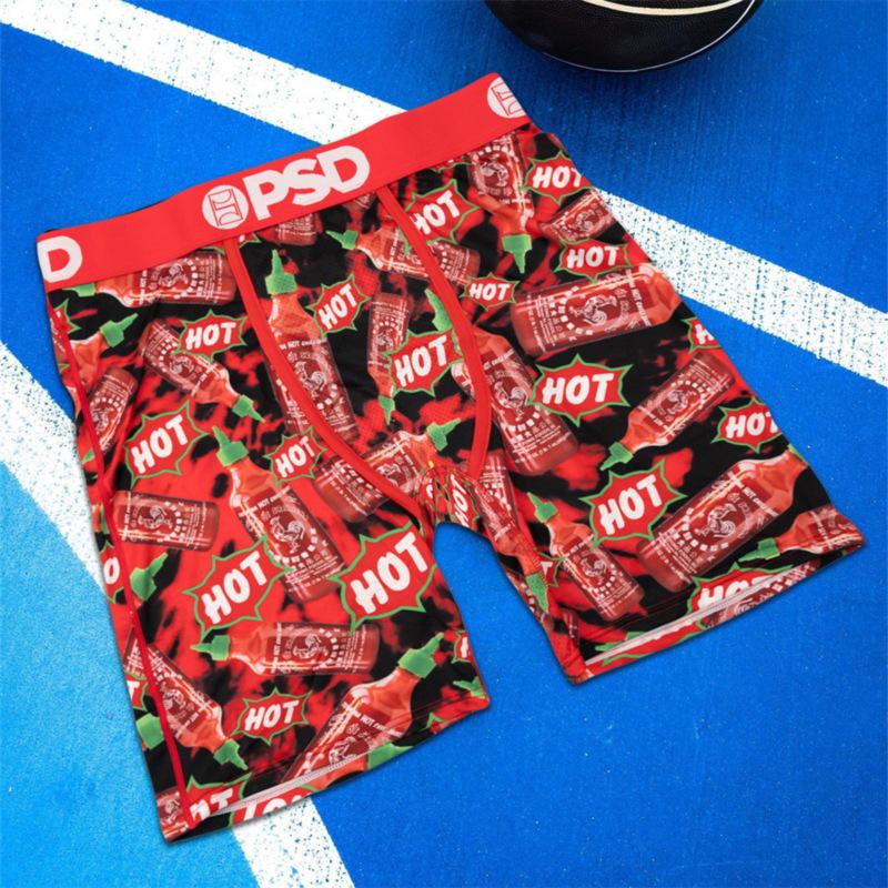 PSD Boxer Briefs Estampados Cómodos de Secado Rápido para Hombre de Línea Larga de Tiro Medio