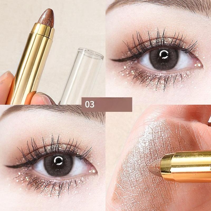 Smoky Dark Green Eyeshadow Pencil Stick 12 Colors Metallic Glitter Eye Shadow Highlighter Pen Makeup Tool Waterproof Pearlescent