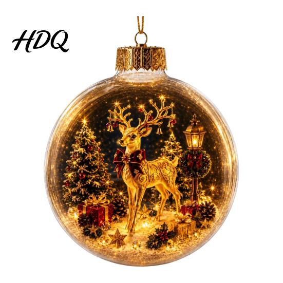 Religious Christmas Souvenir Glowing Ball Ornaments Mini Holiday Scene Light-Up Hanging Clear Holy Season Spiritual Gift Acrylic Decoration with Warm