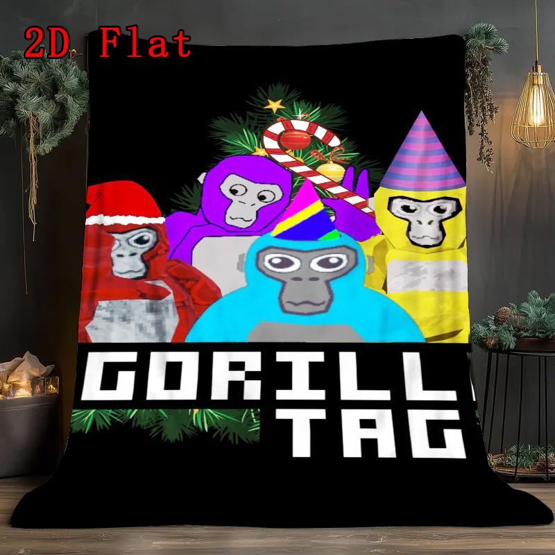 Gorilla Tag Cartoon Print 2D Flat Pattern Flannel Blanket High quality All Seasons Warmth and Comfort Perfect for Christmas Gifts.