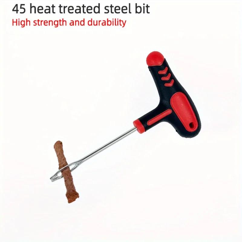 Car and Bike Tire Repair Tools: Comprehensive Kit with Studding Tools, Tubeless Tire Puncture Plugs, Rubber Strips for Garage