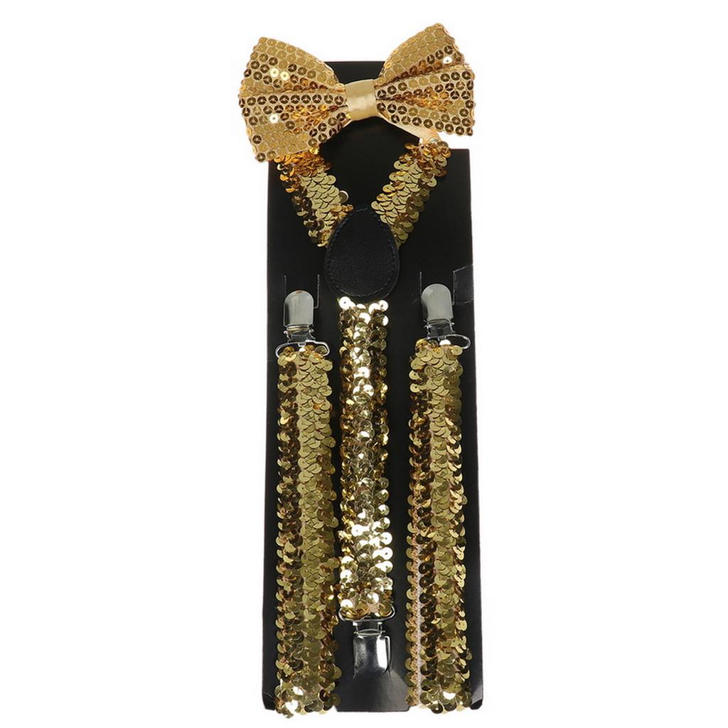 Ensemble classique de bretelles et nœud papillon, bretelles élastiques réglables en Y de 2,5 cm de large avec 3 clips, nœud papillon tissé pré-noué de 12 cm, taille unique pour hommes et femmes