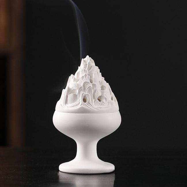 

Vintage Boshan Furnace Tower Incense Burner Creative Incense Path Gypsum Incense Burner Ornament Sandalwood Incense Burner белый