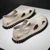 Fashion Summer Men Fashion Sandals PU Flat Heel One Step Outdoor Comfortable  Breathab High Quality Beach Sandals Size 38-48 Men Sandals