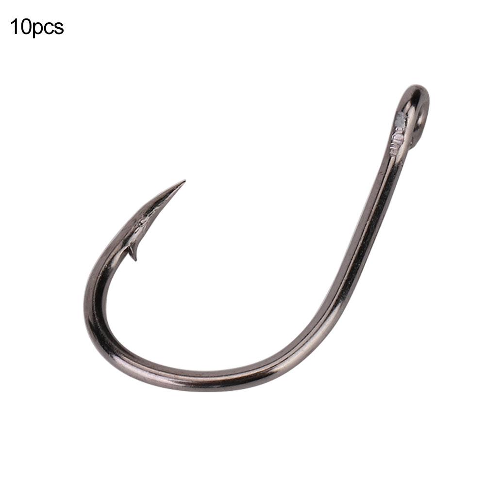 100PCS High Carbon Steel Fishing Hooks with Sharp Barb Hook Fishers Accessory Black with Hole