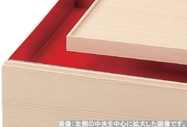 J-kitchens 1-Tier Jubako Box, 100cm x 100cm x 2.7cm, Made in Japan, Made of Tsukasa White Wood