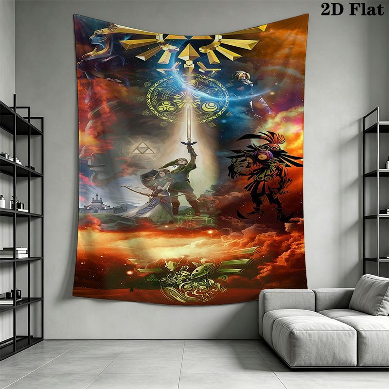 Zelda'S Epic Adventure Hero'S Journey Unfolded Tapestry Fashion Print Background Cloth Soft Background Cloth Background Wall Hanging Cloth